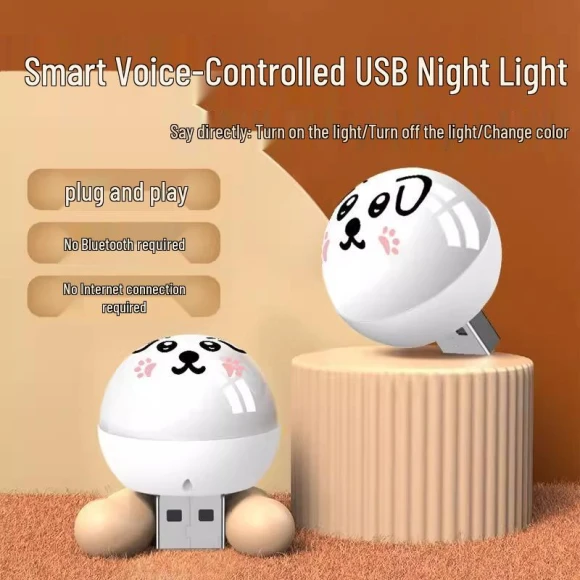 Creative Smart Portable Night Light with Voice Control and Cute Dog Design — Desk Lamp, The Best Experience