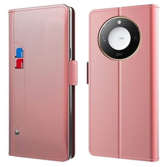 PU Leather Phone Cover with Card Holder and Mirror, Smartwatch 2025