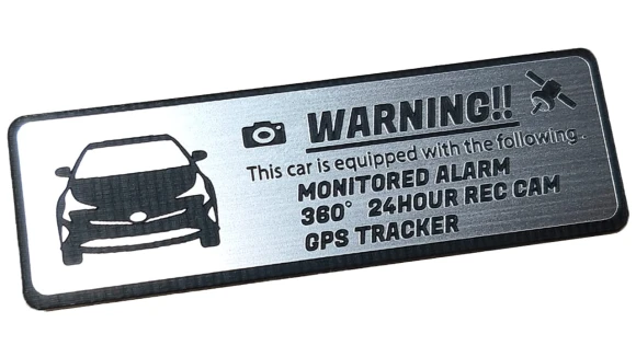 Prius 50 Series Early Security Emblem 24-Hour Surveillance Dash Cam GPS Tracker Sticker, Samurai Japan