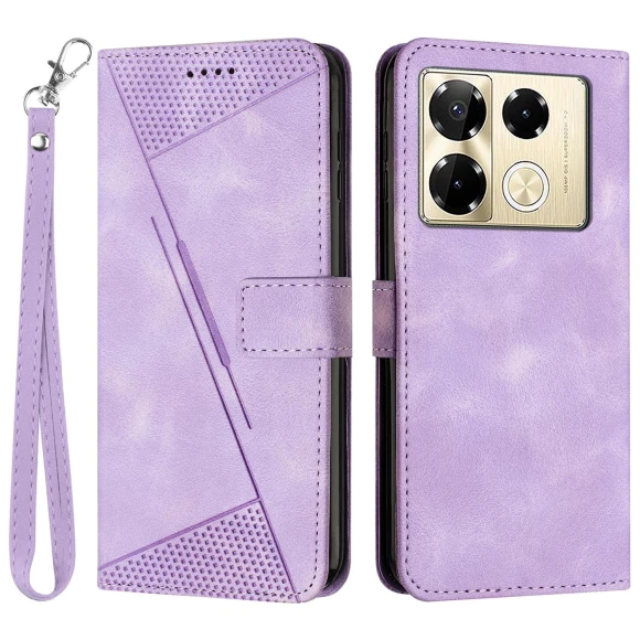 Triangle Imprinted PU Leather Wallet Stand Phone Case with Strap, Smartwatch 2025