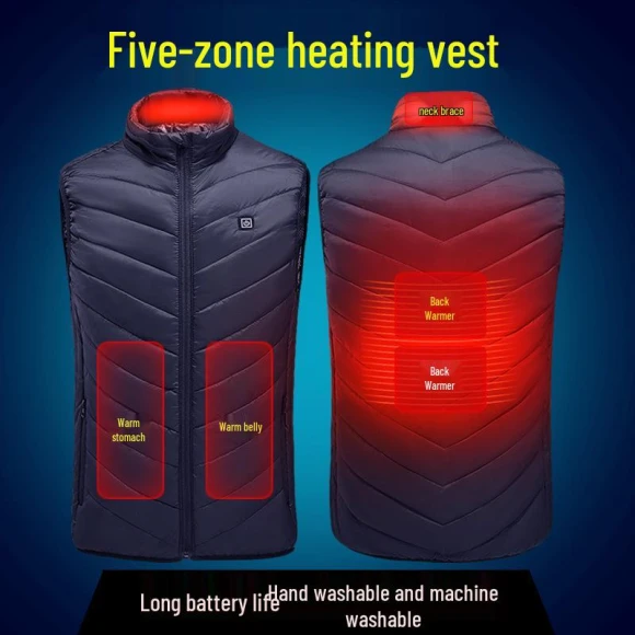 Unisex Smart USB Heated Vest with Five-Zone Electric Heating and Rechargeable Battery System — Heated Vest, UrbanEdge