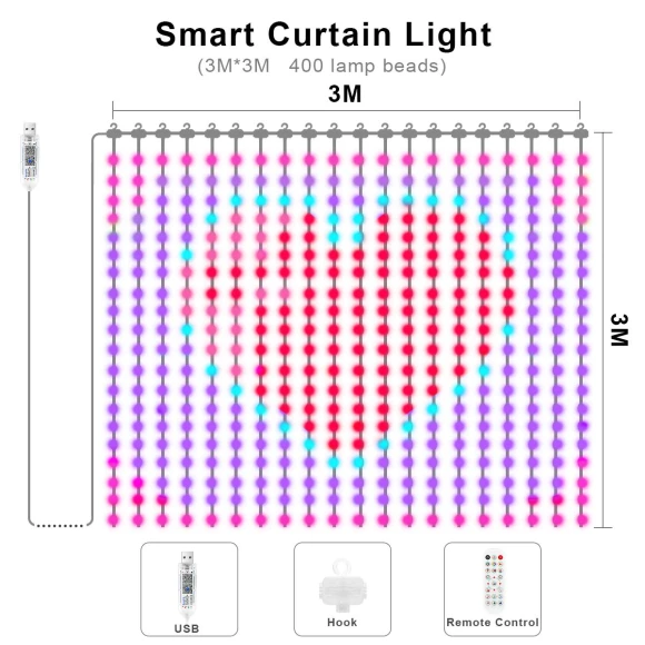 Programmable Smart Bluetooth LED Window Curtain Fairy Lights — LED Strip Lights, BTF-LIGHTING