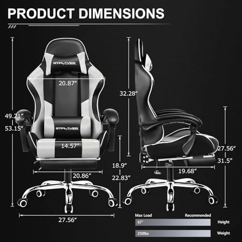 Gaming Chair with Footrest and Lumbar Support — Smart Chairs, GTPLAYER