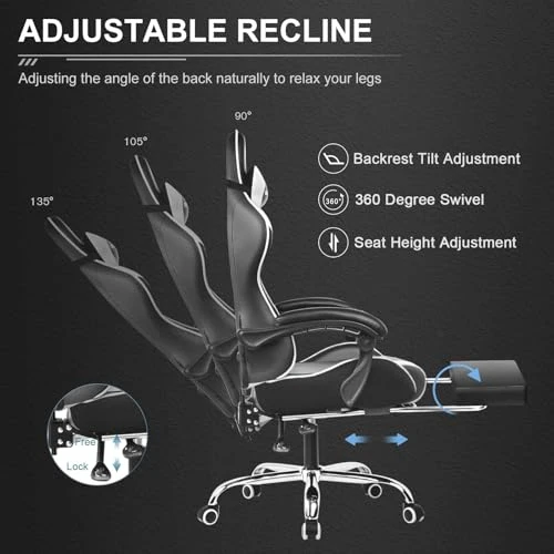 Gaming Chair with Footrest and Lumbar Support — Smart Chairs, GTPLAYER