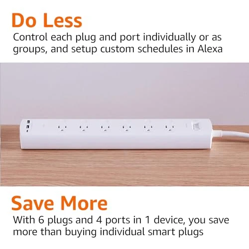 Smart Plug Power Strip with 6 Outlets and 3 USB Ports — Smart Plug, Amazon Basics