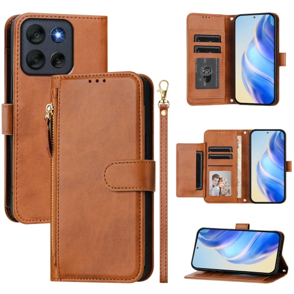 Zipper Pocket Multiple Card Slots Leather Phone Cover — Basic Cases, Smartwatch 2025