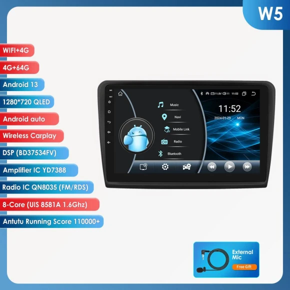 Car Radio with Android 13, Wireless CarPlay, Android Auto, GPS Navigation — Car Infotainment System, Hizpo