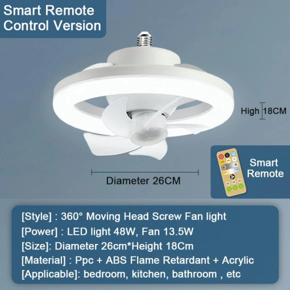 Ceiling Fan with Light and Remote Control — Smart Fan, OEMG