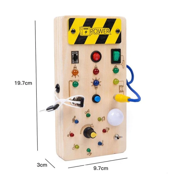 Montessori Busy Board Sensory Toy with LED Light Switch Panel, Kidsly
