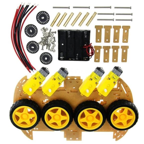 DIY 4WD Robot Car Chassis Kit with Tachometer Encoders, Industy Accessories