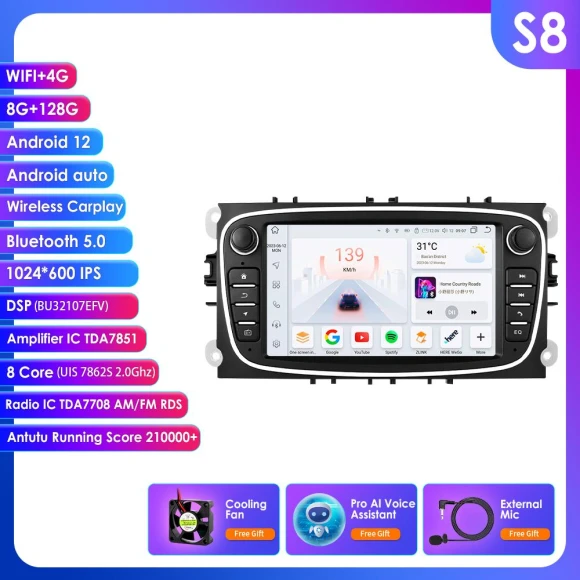Android Car Multimedia System with Apple CarPlay and Android Auto — Car Infotainment System, OSSURET