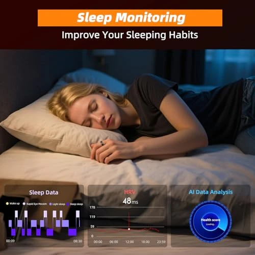 Smart Ring with Fitness Tracking, Body Temperature, Heart Rate, Blood Oxygen, Sleep Monitor, and Waterproof Design — Smart Ring, AMOVAN