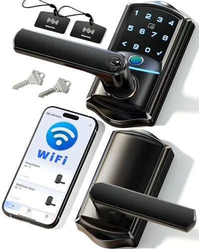 WiFi Smart Lever Lock with Fingerprint Keyless Entry — Smart Lock, Veise