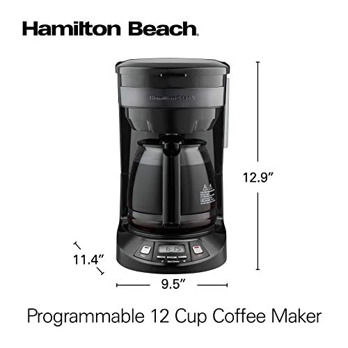 12 Cup Programmable Drip Coffee Maker with 3 Brew Options, Glass Carafe, Auto Pause and Pour — Coffee Maker, Hamilton Beach