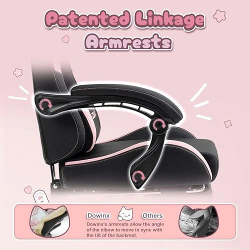 Gaming Chair with Cat Ears and Massage Lumbar Support, Dowinx