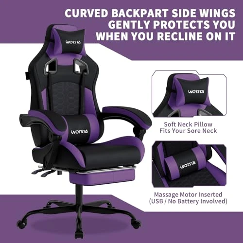 Gaming Chair with Massage and Footrest — Massage Chairs, WOTSTA