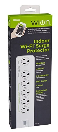 Indoor Wi-Fi Smart Surge Protector with 6 Grounded Outlets — Smart Plug, Woods