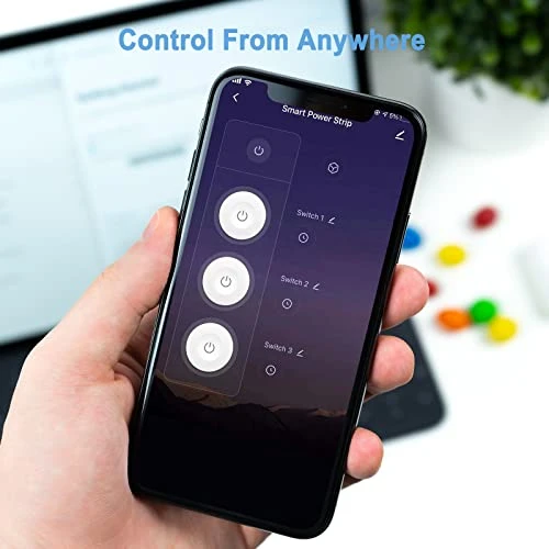 WiFi Flat Plug Strip with 3 Smart Outlets and 3 USB Ports — Smart Plug, TESSAN