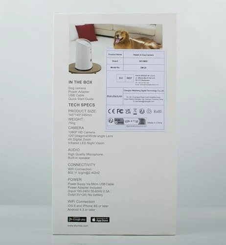 WiFi Remote Pet Camera with Treat Dispenser — Automatic Pet Feeder, SKYMEE