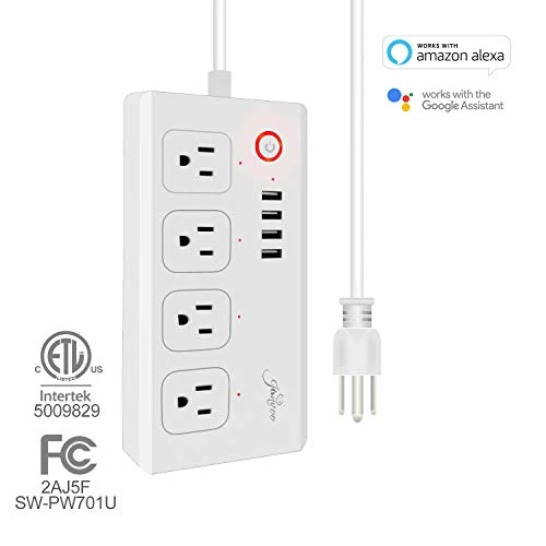 WiFi Smart Power Strip Surge Protector Extension Cord with 4 AC Outlets and 4 USB Ports — Smart Plug, Jinvoo