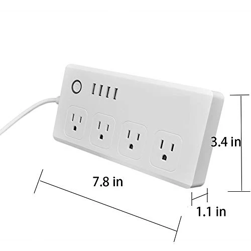 WiFi Smart Power Strip Surge Protector Extension Cord with 4 AC Outlets and 4 USB Ports — Smart Plug, Jinvoo