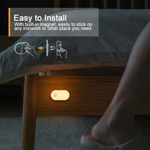 Rechargeable Battery Night Light with Motion Sensor, Portable Mini Warm White LED Stick-on Closet Light, Adjustable..., Lyridz