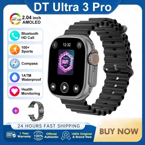 Ultra 3 Smart Watch with Amoled Display, AI Assistant, and Multi-Sport Tracking — Smart Watch, Zodvboz