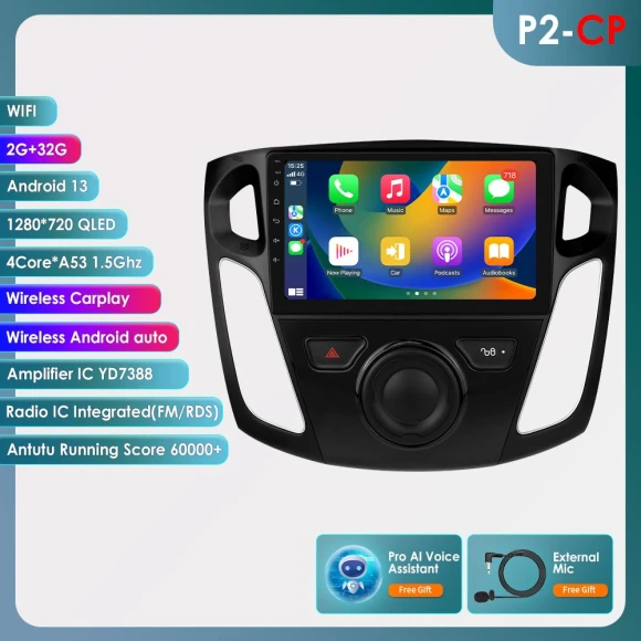 8GB RAM 128GB Storage Voice Control AI 2 DIN Android Car Radio — Car Infotainment System, OSSURET