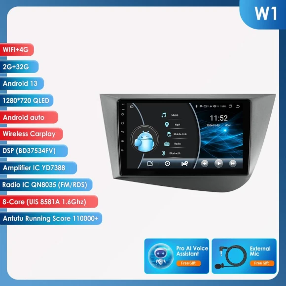 Car Radio with Android, CarPlay, 4G, and Touchscreen — Car Infotainment System, Hizpo