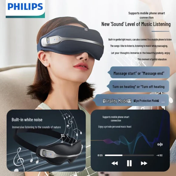 Smart Eye Massager with Heat and Bluetooth — Massage Gun, Philips