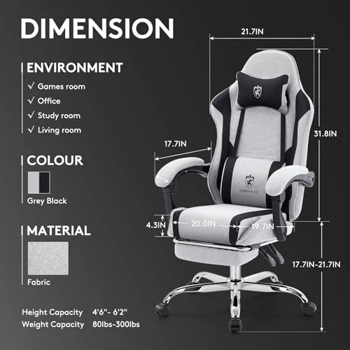 Gaming Chair with Footrest, Massage Lumbar Support, and Gel Pad — Smart Chairs, Morkprism