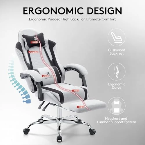 Gaming Chair with Footrest, Massage Lumbar Support, and Gel Pad — Smart Chairs, Morkprism