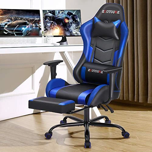 Massage Gaming Chair with Footrest — Ergonomic Chair, ECOTOUGE