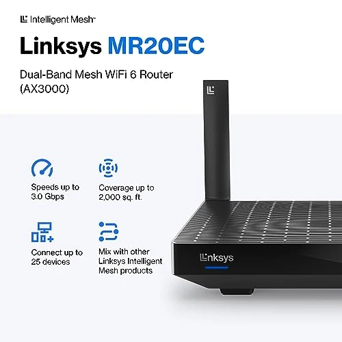 Dual-Band Mesh WiFi 6 Router, Linksys