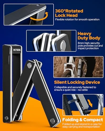 Folding Bike Lock with Hidden AirTag Mount, VICTGOAL