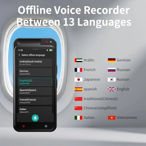 Voice Recorder with AI Transcription, Summary, and Translation — Translator Device, Rpbznr