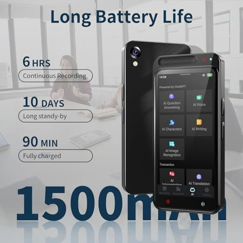 Voice Recorder with AI Transcription, Summary, and Translation — Translator Device, Rpbznr