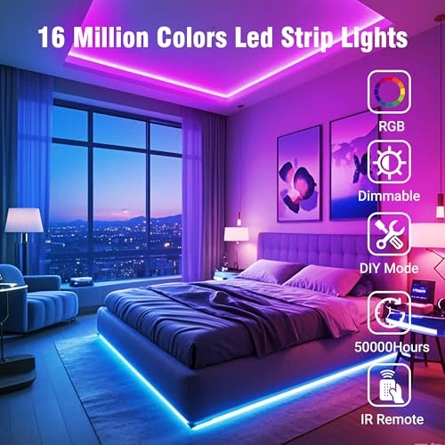 100ft Color Changing LED Strip Lights Kit with Remote and App Control — LED Strip Lights, VOLIVO