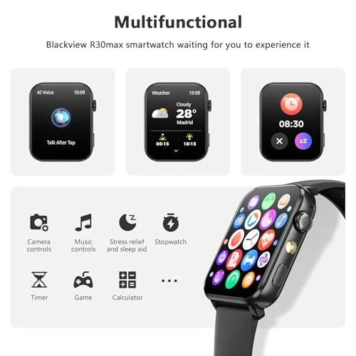Smart Watch with Flashlight, Bluetooth Calls, Heart Rate Monitor, and 100+ Sports Modes — Smart Watch, Blackview