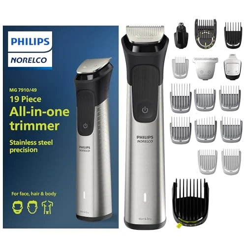 All-in-One Trimmer, Beard Trimmer and Hair Clipper, 19-Piece Men's Grooming Kit, Norelco