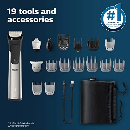 All-in-One Trimmer, Beard Trimmer and Hair Clipper, 19-Piece Men's Grooming Kit, Norelco