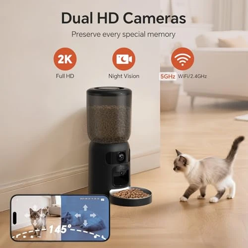 Automatic Cat Feeder with Dual HD Camera and Interactive Toy — Automatic Pet Feeder, Centvicam