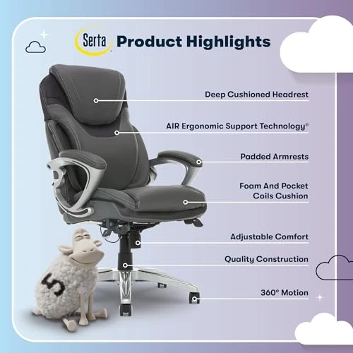 Executive Office Chair with Ergonomic Support and Adjustable Features — Smart Chairs, Serta