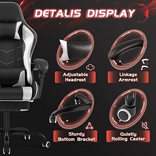 Gaming Chair with Footrest and Massage Lumbar Support — Smart Chairs, Shahoo