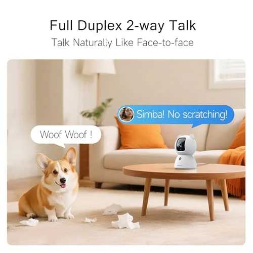 Pet/Dog Camera with Speaker/Phone App, No-Monthly-Fee AI Person/Pet/Cry Detection Security Camera Indoor, PTZ 2.4GHz... — Baby Monitor, CINMOORE