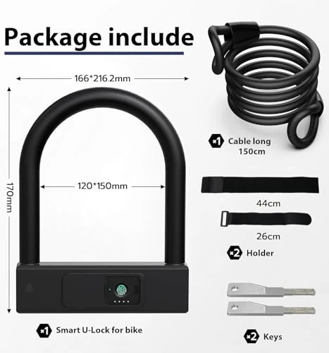 Fingerprint Bike U-Lock with Cable — Smart Lock, eLinkSmart