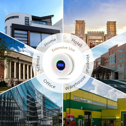 Wireless Interconnected Smoke and Carbon Monoxide Detector with Digital Display — Air Quality Monitor, KLTsenaife