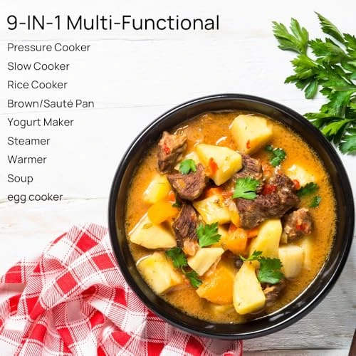 9-in-1 Electric Pressure Cooker 6QT Multi-Functional Programmable Non-Stick Pot — Multicooker, prepAmeal