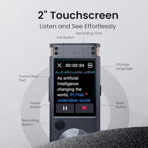 Portable AI Voice Recorder with Playback — Translator Device, iFLYTEK