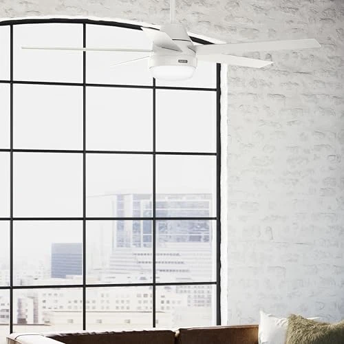 Indoor Ceiling Fan With Light, Remote, 60-inch, Fresh White, Casual-style, Hunter